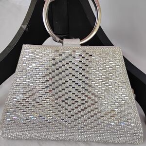 Elegant Silver Beaded Womens Purse